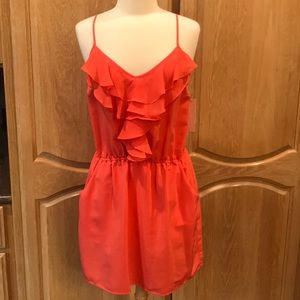 Aqua brand ruffle  dress in coral